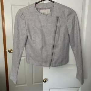 RACHEL Metallic Silver Zip Up Jacket Edgy